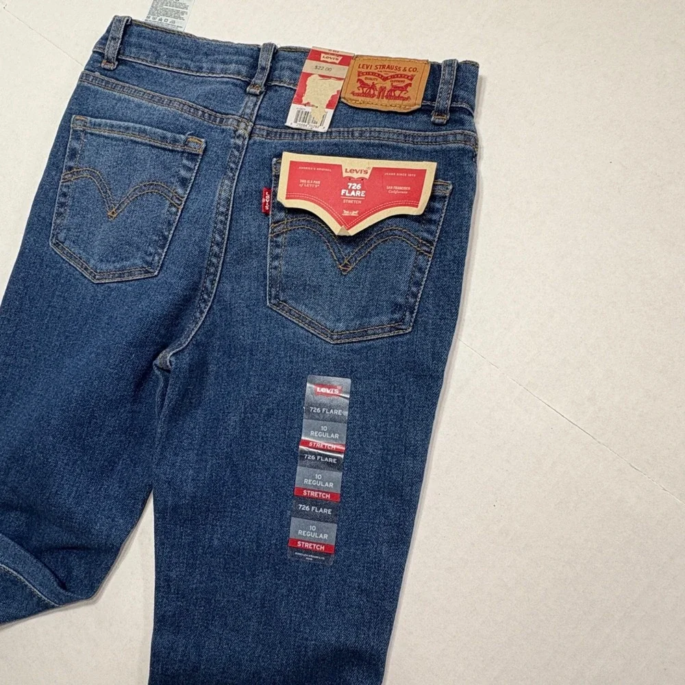 Levi's 726 Flare Jeans Kids Size 10 NWT‎ Blue High Rise Stretch Denim Retro Boho